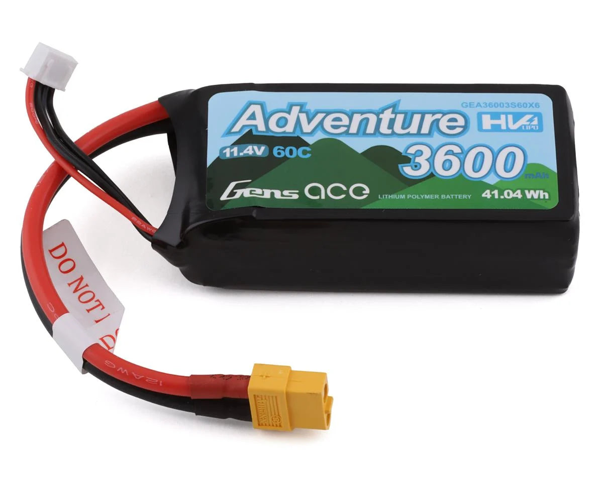 Gens Ace 3s LiHV LiPo Battery 60C w/XT-60 Connector (11.4V/3600mAh)