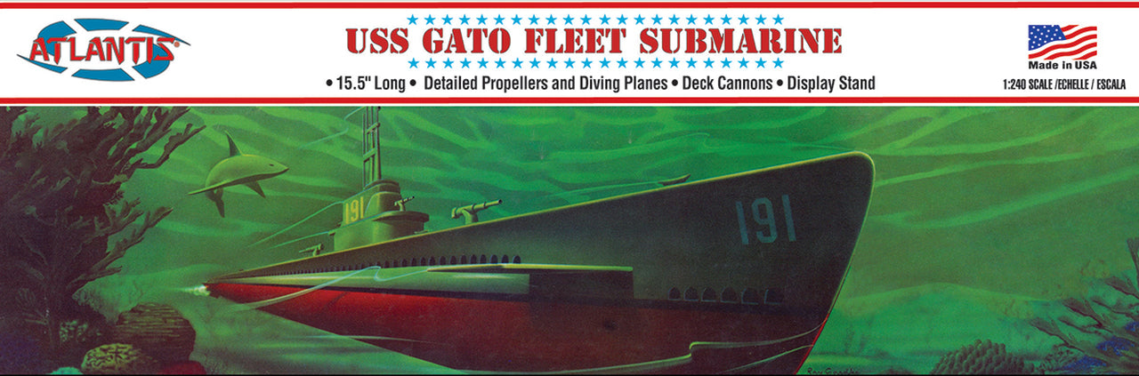 1/240 WWII Gato Class Fleet Submarine Plastic Model Kit, Skill Level 2