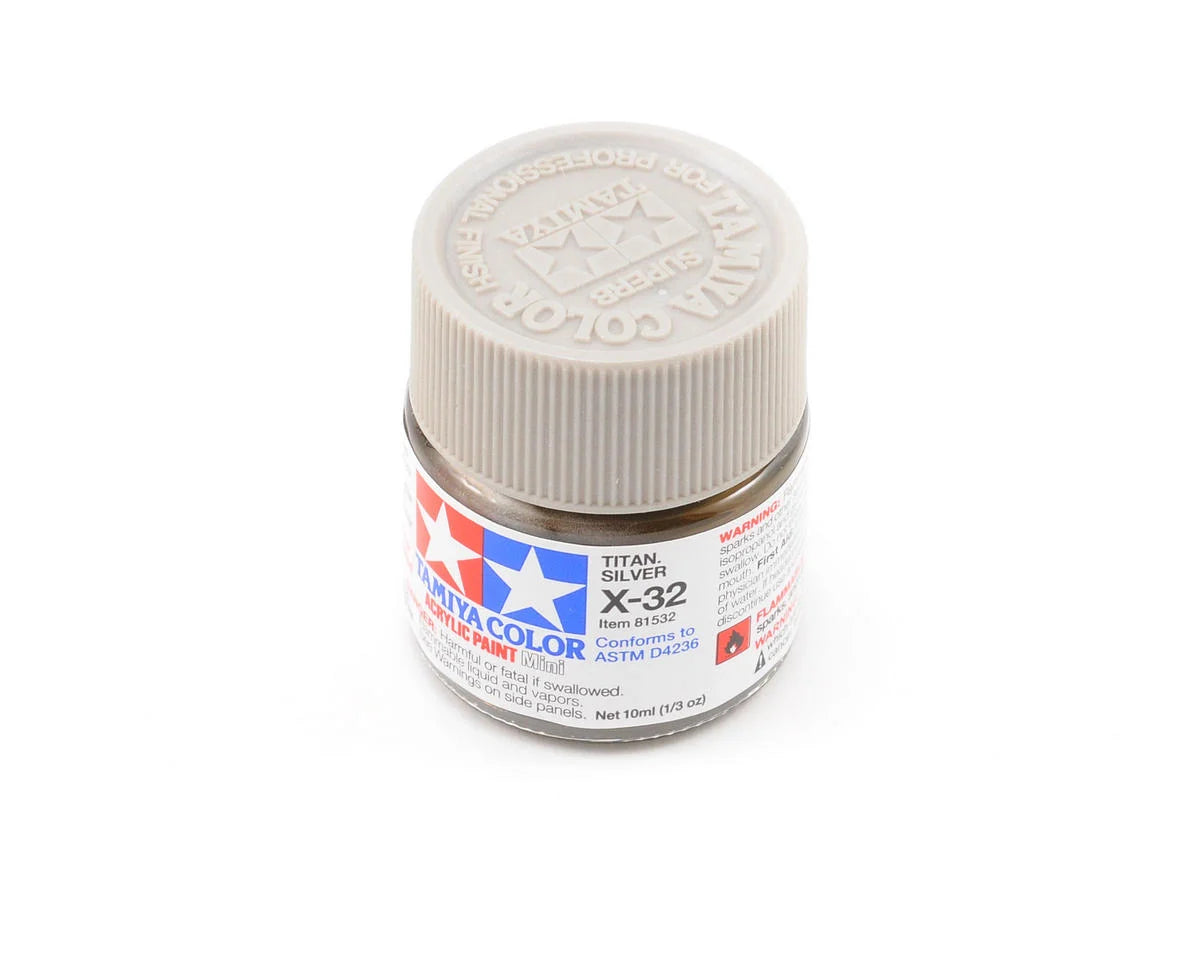 Tamiya X-32 Metallic Titan Silver Acrylic Paint (10ml)