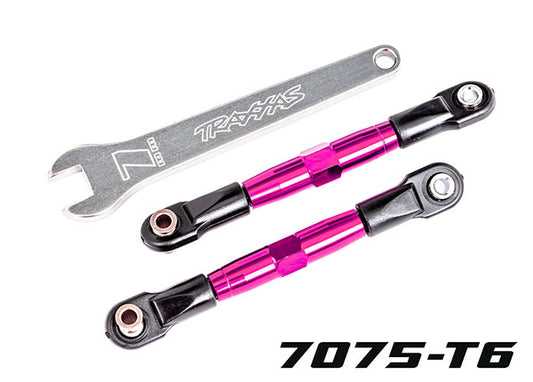 Camber links, front (TUBES pink-anodized, 7075-T6 aluminum, stronger than titanium) (2) (assembled with rod ends and hollow balls)/ aluminum wrench (1)