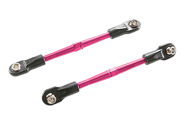 Turnbuckles, aluminum (pink-anodized), toe links, 59mm (2) (assembled w/ rod ends & hollow balls) (requires 5mm aluminum wrench #5477)